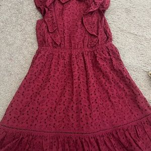 Burgundy Eyelet Dress